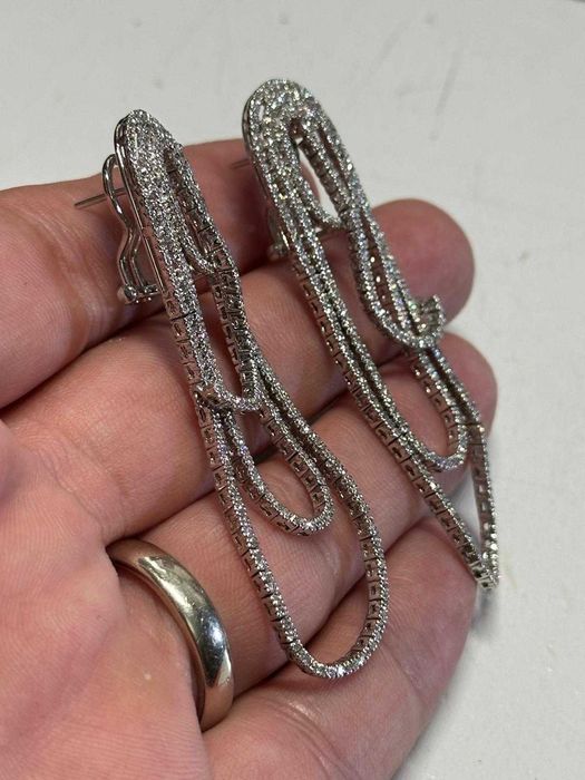 CERCEI AUR alb 18K + 540 Diamante TOP x 0.01 = 5.4CT - 22g. - Tip " Tennis" - Gordini !