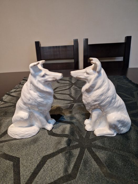 Чифт страхотни антикварни руски порцеланови фигури статуетки