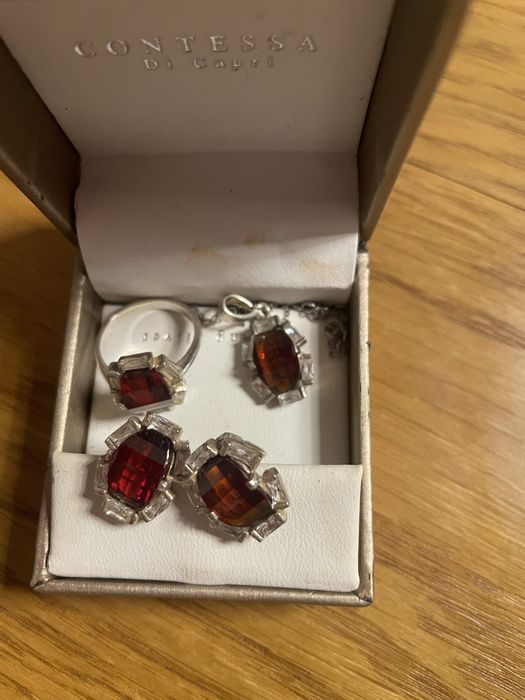 Set argint inel cerceri pandantiv