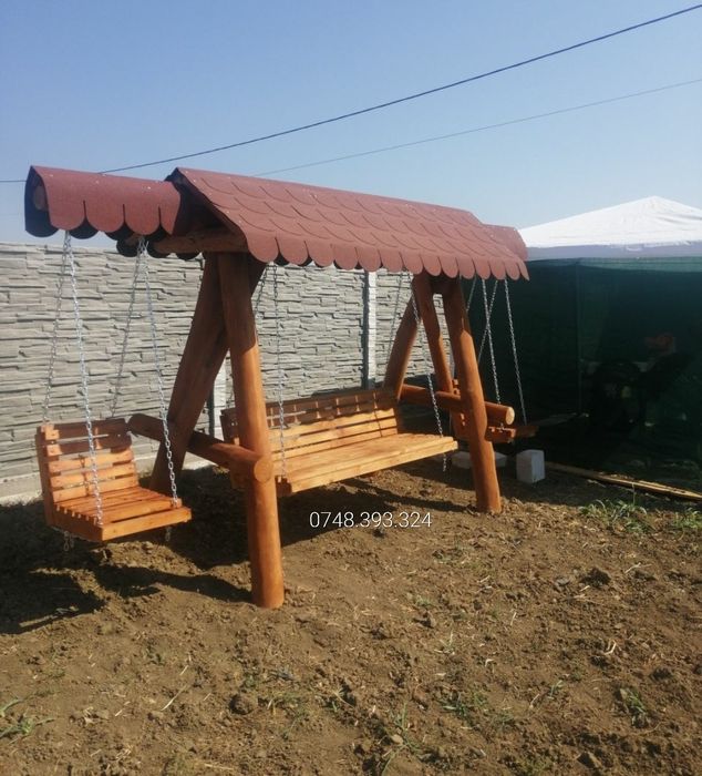 Balansoar  leagan  lemn  rotund  3 4 pers