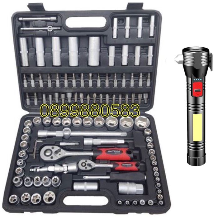 Комплект гедоре 108 части + прожектор падарък Kraftroyal