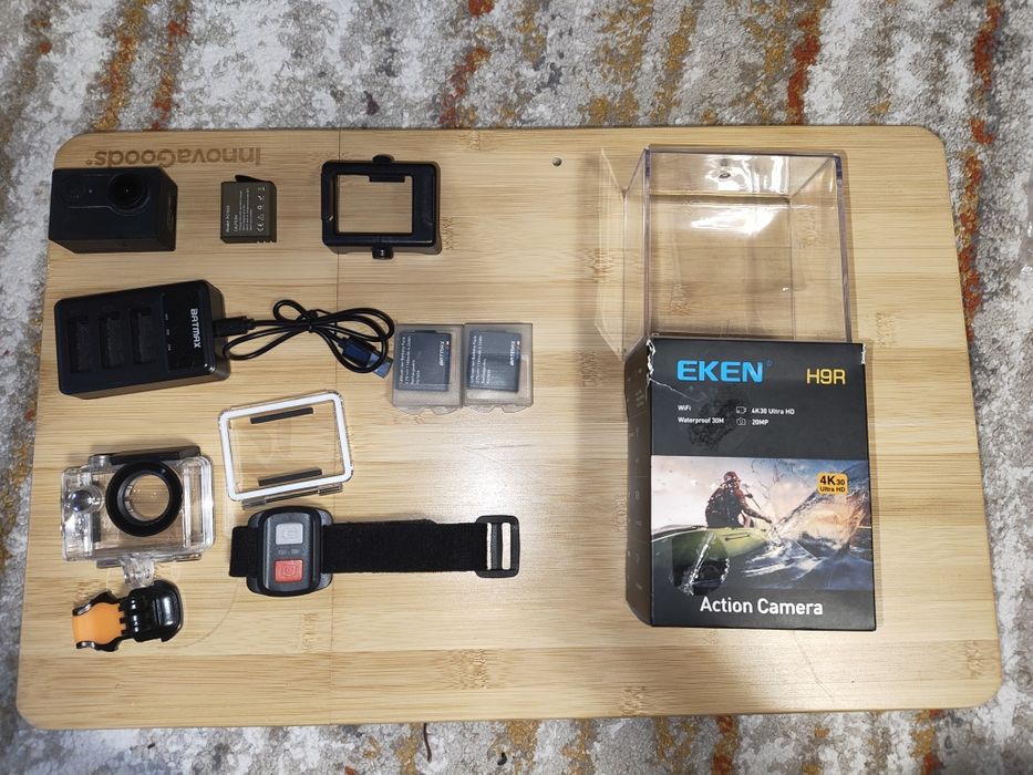 Camera de acțiune Eken H9R baterii extra cutie originală