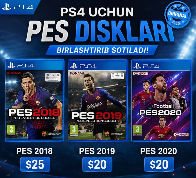 PlayStation 4 ga PES Futbol disklar sotiladi