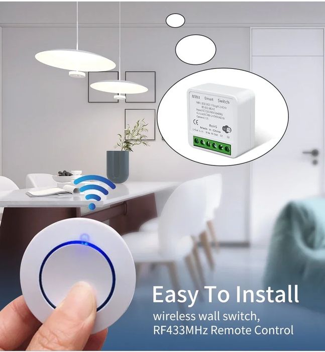 Tuya Smart WiFi мини-суич 16А + RF433Mhz безжичен бутон за управление