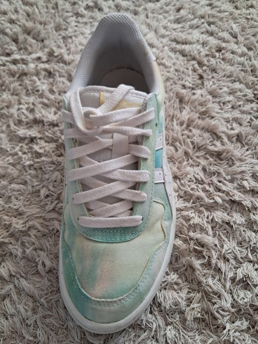Tenisi textil Asics alb-verde