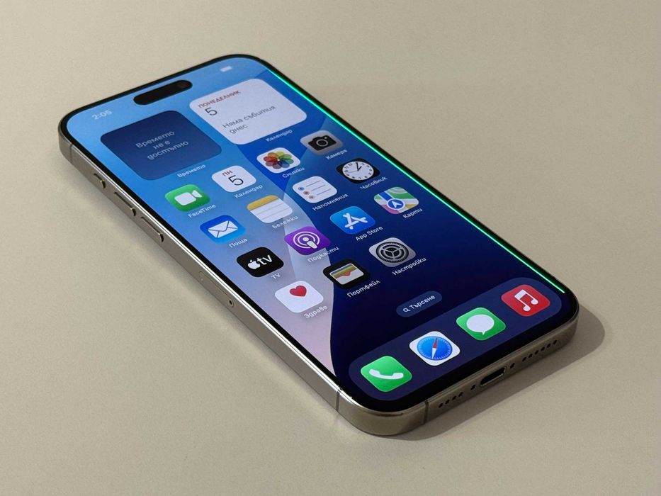 Бартер! iPhone 15 Pro Max Natural Titanium (Сив) 90% Батерия.