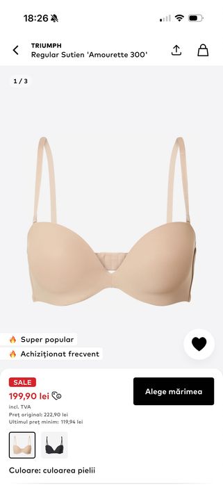 Sutien Triumph 75C bretele si cupe detasabile