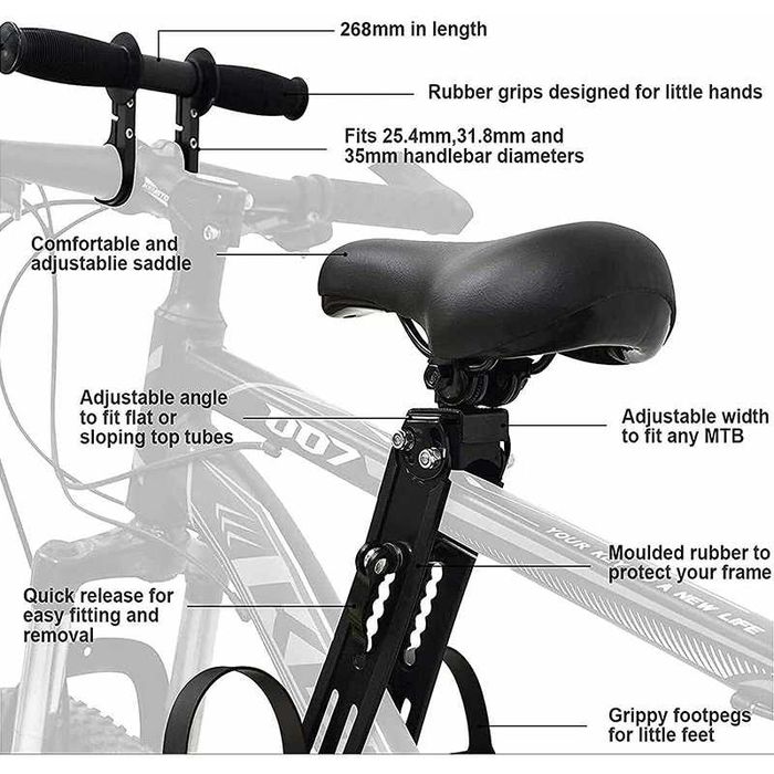 Седалка за рамка на велосипед с дръжки MARTAR, Детска, Универсална