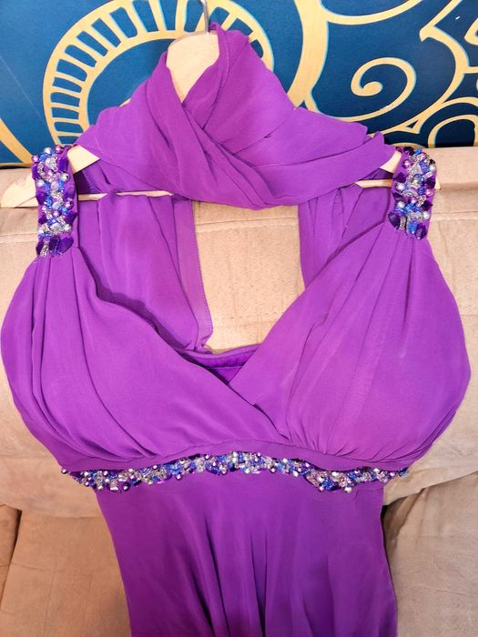 Rochie lunga mov cu pietre aplicate,marimea 46