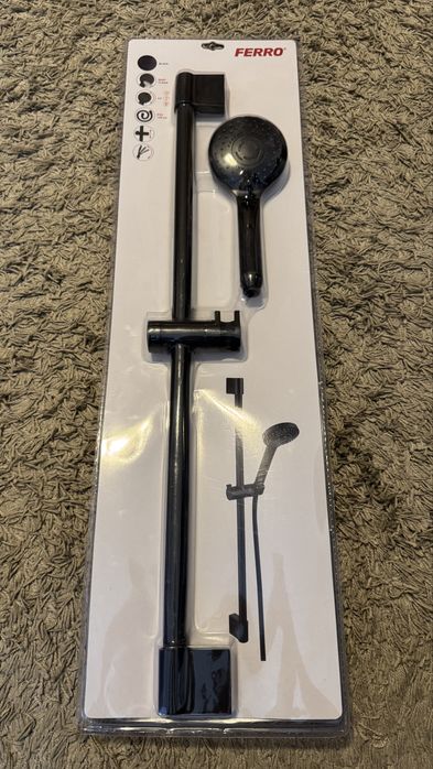 Set dus baie FERRO Horn Black N370BL-B, 3 functii, negru, nou