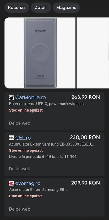 Baterie externa Samsung 10000 MAh Super Fast Charging 25W, Wireless