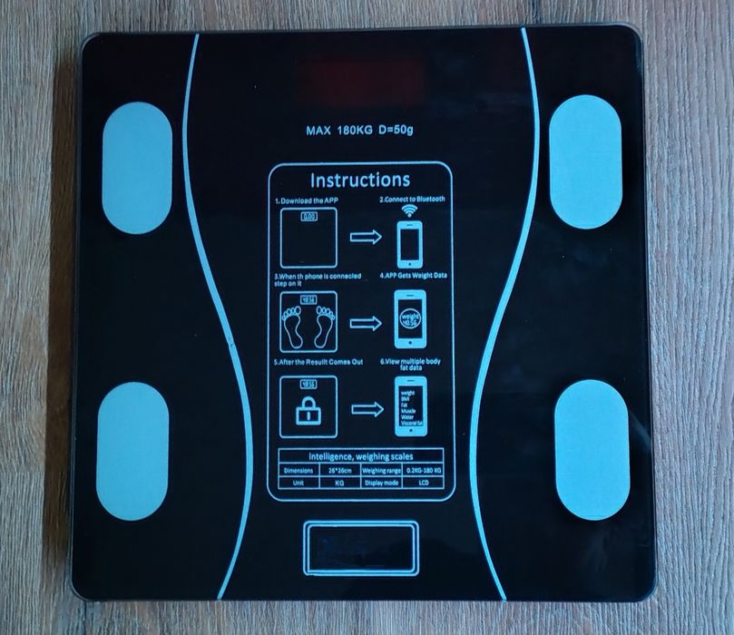 Cantar Corporal Inteligent,Electronic,Aplicatie Telefon,0.3-180 kg,Nou