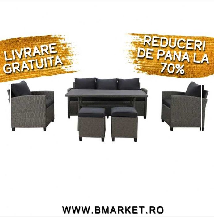 Set mobilier de gradina/terasa canapea/coltar 7 persoane și masa