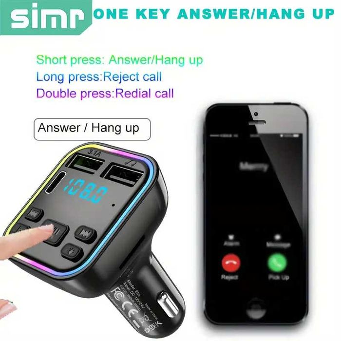 Блутут FM Трансмитер за кола G38 mp3 audio приемник автомобил на 12V