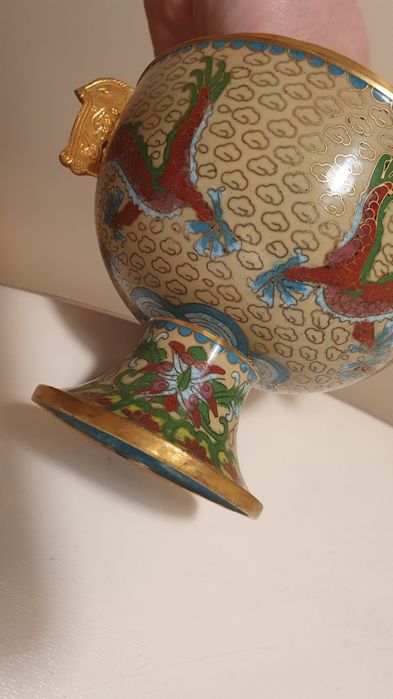 Vas cloisonné chinezesc cu capac