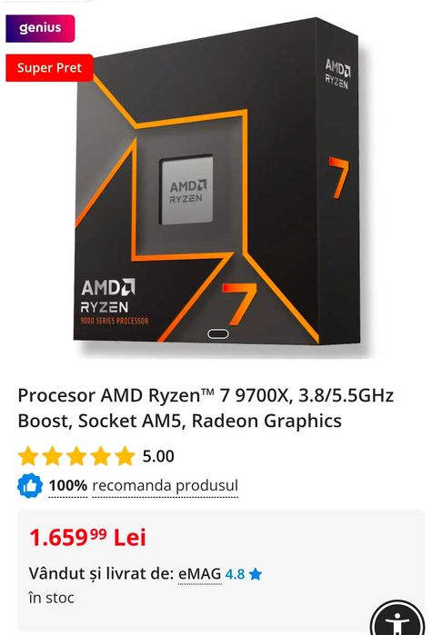 Procesor AMD Ryzen™ 7 9700X 5.5GHz