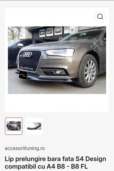 Prelungire bară față Audi A4 B8.5. Stil S-Line.