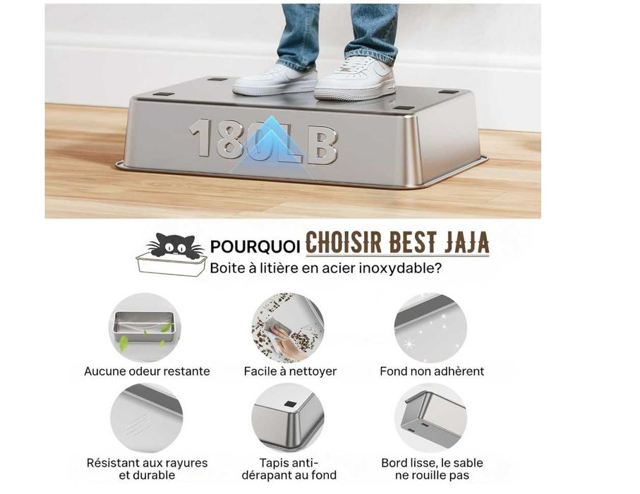 XXL Котешка Тоалетна от Неръждаема Стомана V2A304-Без Миризми и Течове