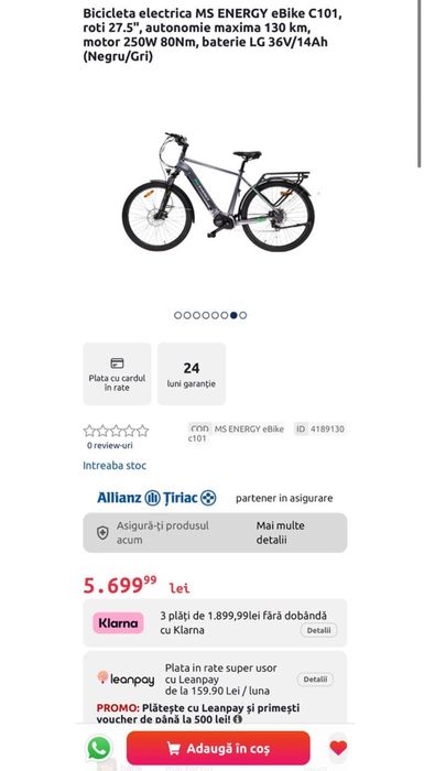 Bicicletă electrică - MS ENERGY eBike c101