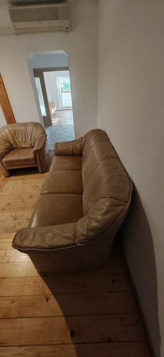 Canapele plus fotoliu piele