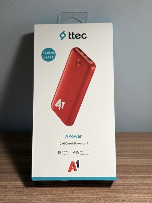 Външна батерия Powerbank ttec APower 10 000 mAh  – Чисто нова / Червена