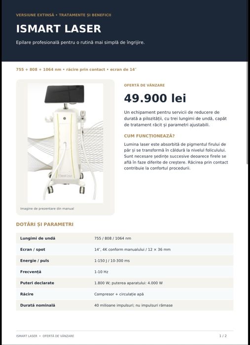 Aparat profesional de epilare definitiva