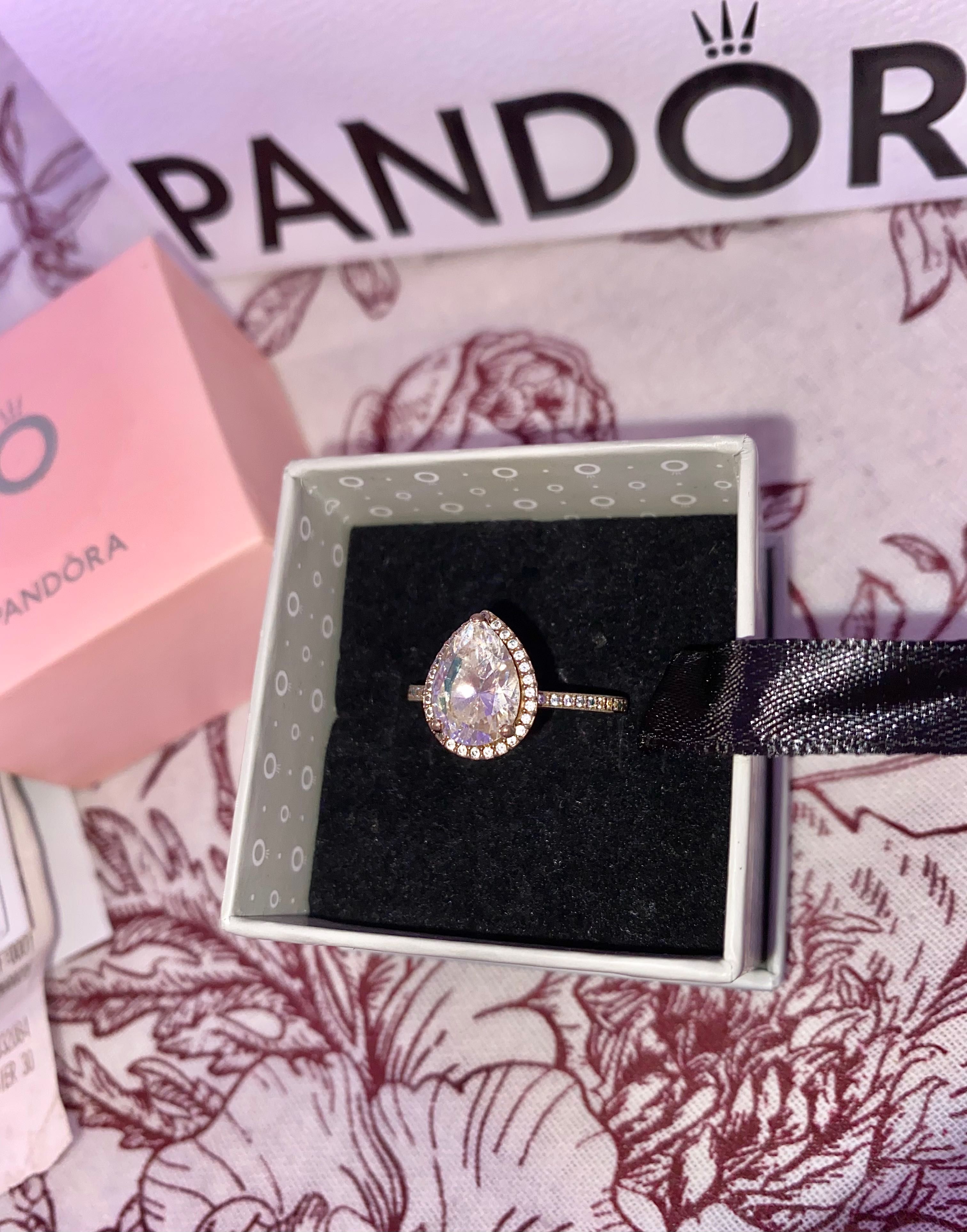 Rose gold store pandora teardrop ring