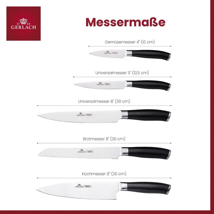 Gerlach 1760 Deco Black Kомплект ножове с блок 5 броя