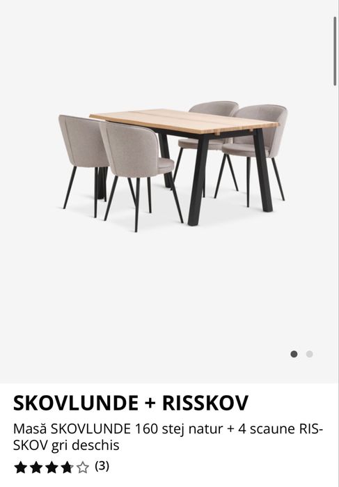 Masa dining stejar natur + 6 scaune