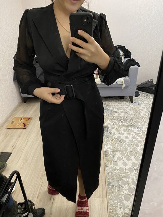 Платье черное, рукова шифон !