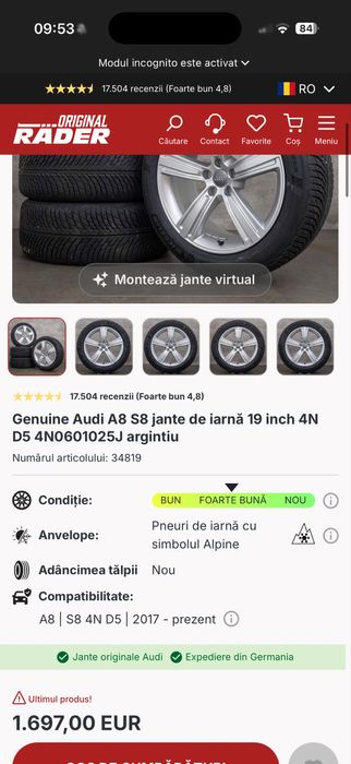 Jante oem 5x112 Audi A4/5/6/7/8 R19