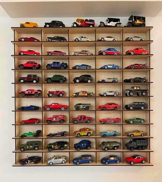 Hot Wheels Matchbox Majorette Siku - Дървена етажерка за макетни коли