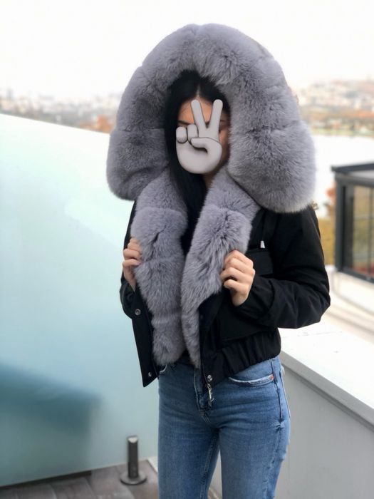 Черно яке бомбър с лисица