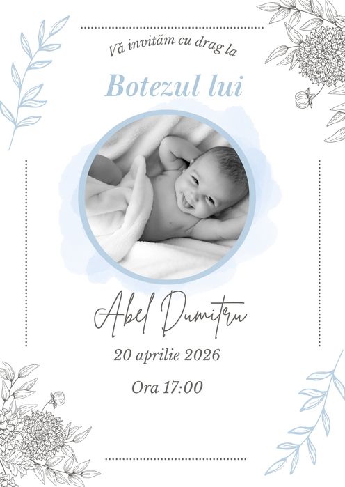 Invitații digitale personalizate botez, nuntă, aniversări – 30 lei