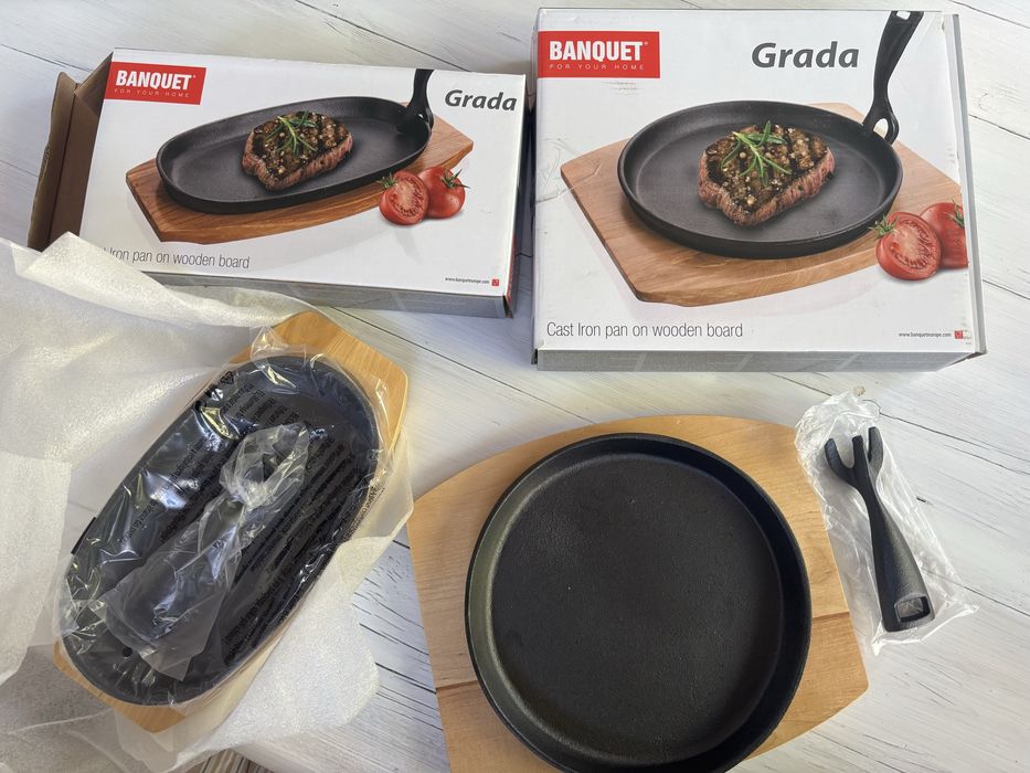 Чугунени Тигани Banquet Grada с дървена дъска за всички видове котлони