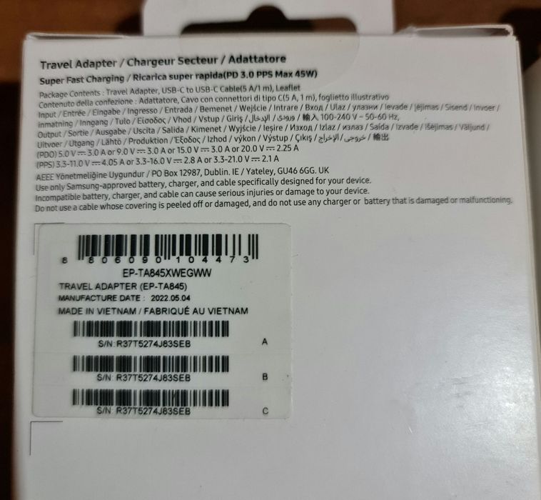 Incarcator+cablu usb c original Samsung Super Fast Charge PD 45W