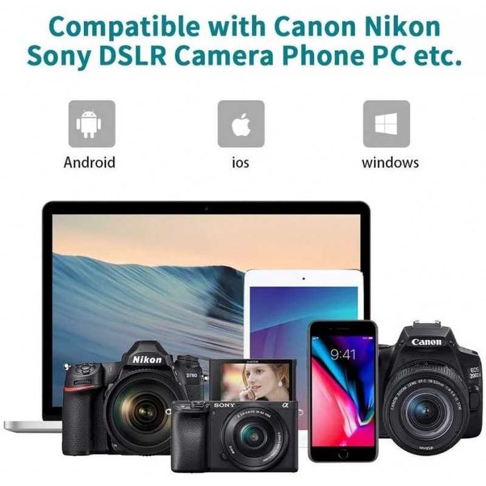 5в1 Комплект за видеоклипове с LED светлина, микрофон, статив трипод