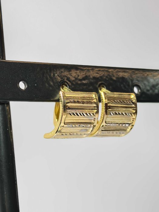 Cercei damă aur alb și galben 14K, model geometric, 2,06 g – noi