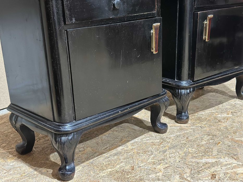 2 buc Noptiera Vintage Stil ArtDeco; Noptiera din lemn; Comoda