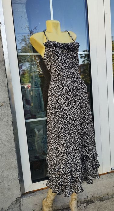 Rochie lunga volane si flori jersey Reserved L