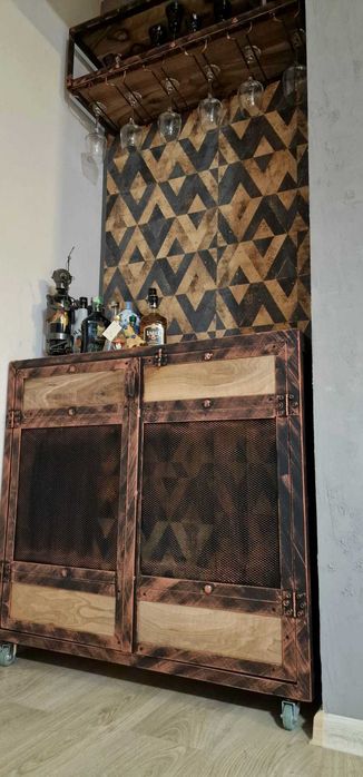 Comoda si fat de vin stil industrial cupru antic