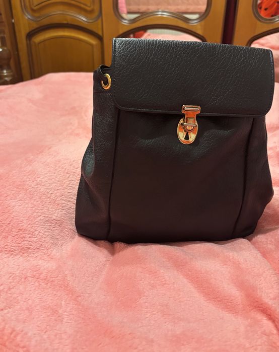 Ghiozdan piele naturala, nou, negru, cochet si elegant