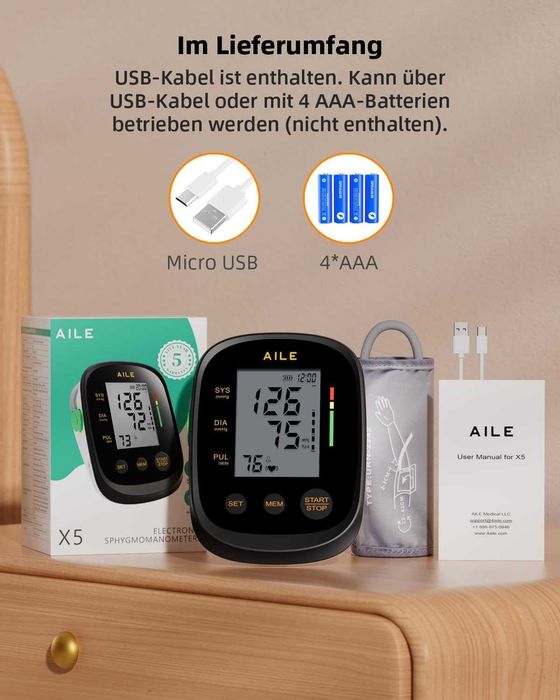 AILE автоматичен апарат за кръвно налягане за горна част на ръката