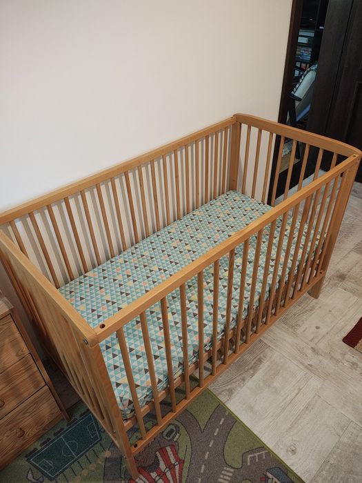 Pătuț copii din lemn natur 120x64