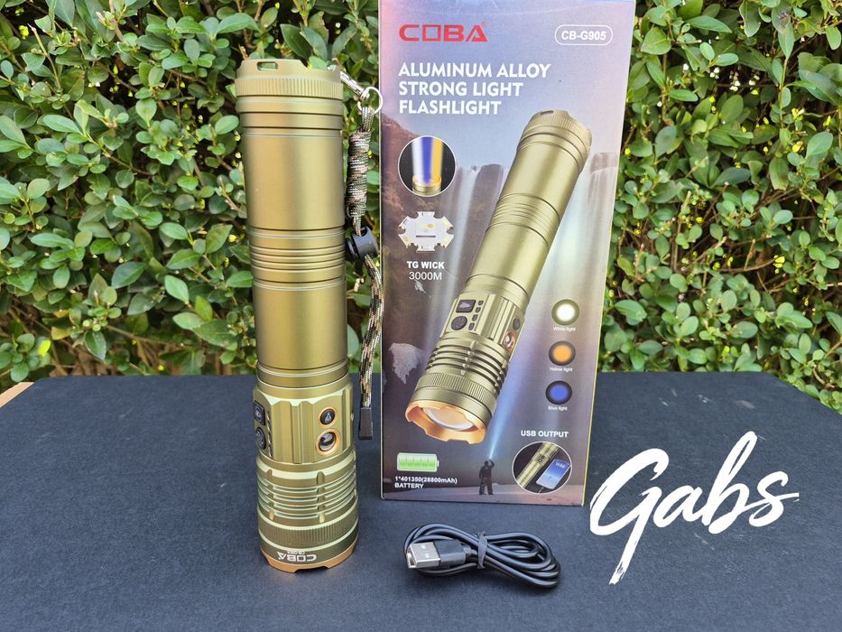 Мощен трицветен LED фенер COBA CB-G905 ,TG-Wick 3000M
