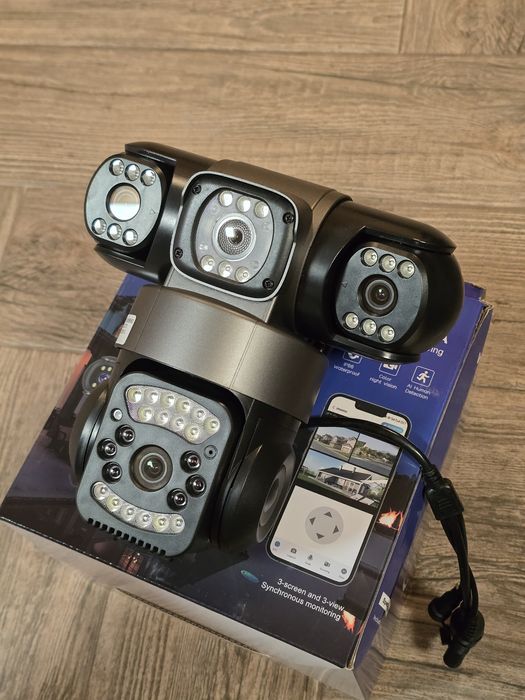 Cameră Supraveghere WiFi- 12MP Triple Lens, Night Vision Colo