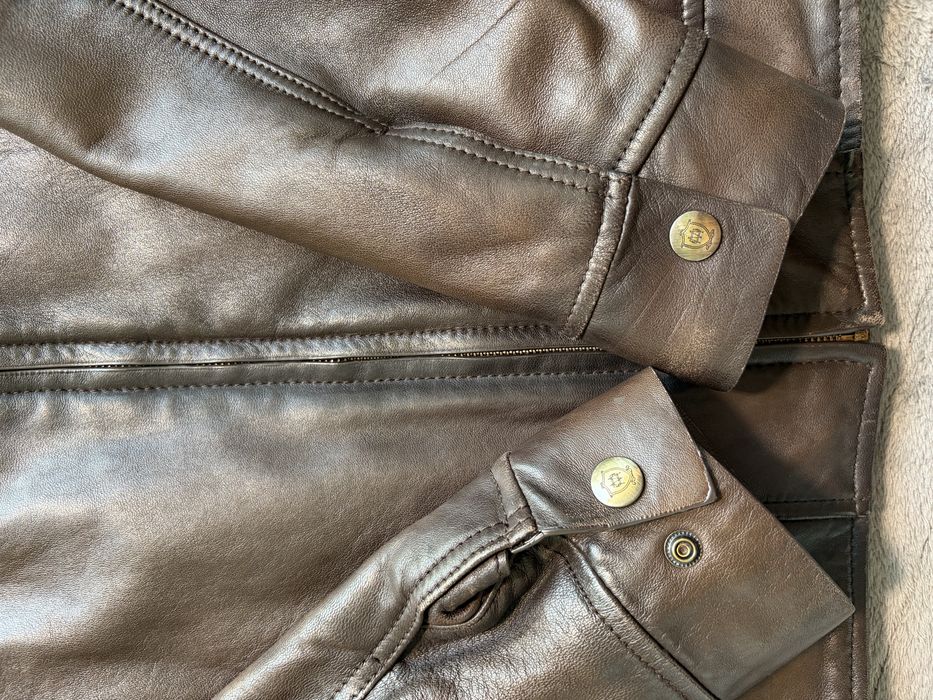 Geaca piele primavara maro bomber/biker massio dutti barbati