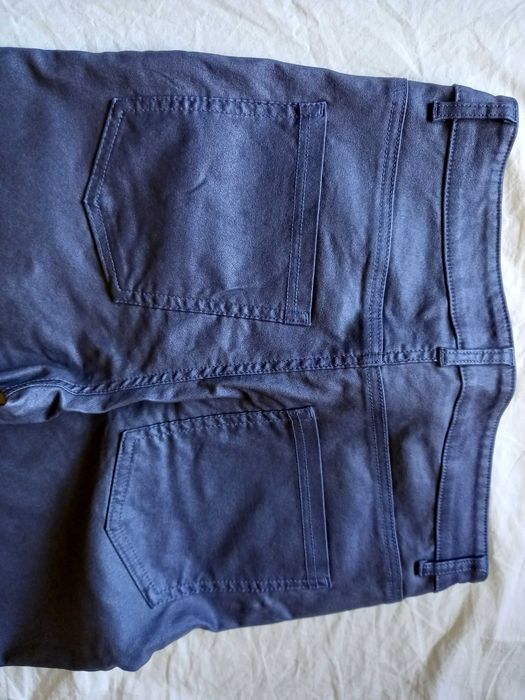 Pantaloni metalizati de culoare albastra, marime S