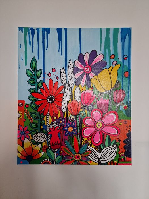 Картина "Цветы" мультяшные