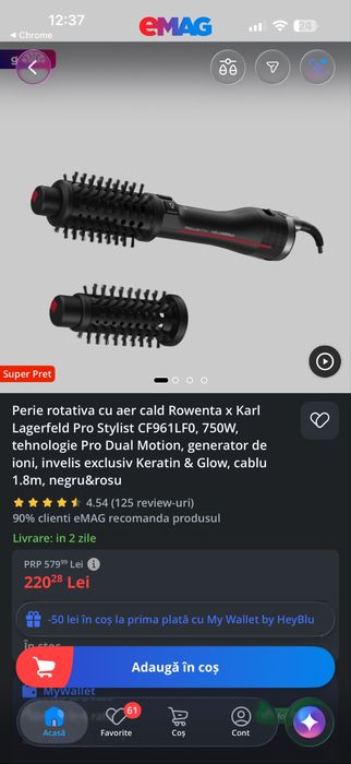 Perie rotativa Rowenta x Karl Lagerfeld Pro